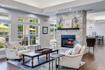 Resident Lounge Seating Area next to the Fireplace